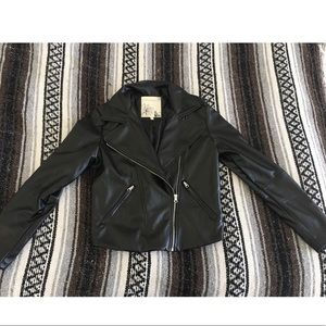 Black Fringe Leather Jacket (S)